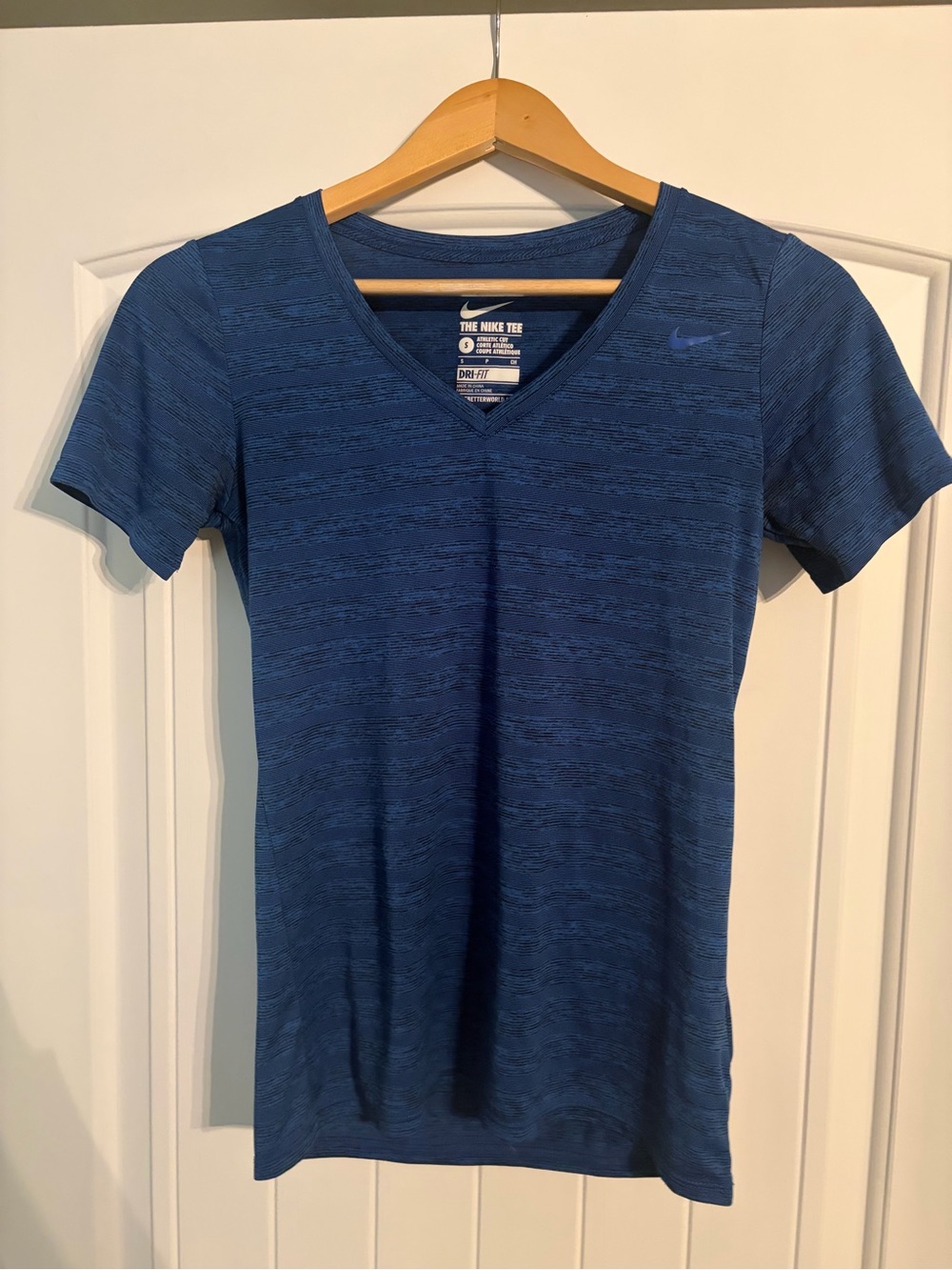 Nike Women's Blue Heather Dri-FIT V-Neck Tee